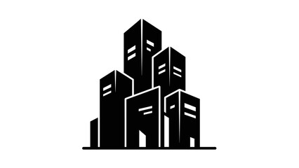 Fototapeta premium Black Cityscape Buildings Silhouette Illustration.