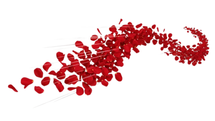 A red abstract object isolated on transparent background with streaks and blurred effect