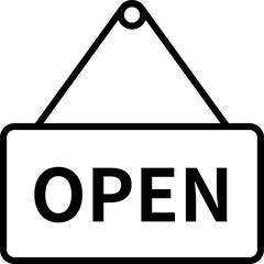 お店のオープンを表す看板のシンプルなアイコン、掛けられたサインボード