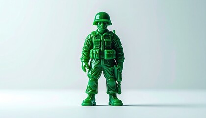Green Plastic Toy Soldier Standing Ready for Playtime Adventures.
