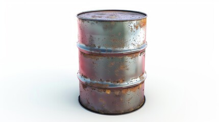 Naklejka premium A rusty metal barrel with peeling paint clearly demonstrates the consequences of corrosion and environmental pollution from industrial waste, which is suitable for atmospheric background 