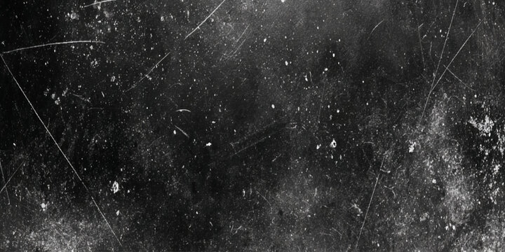 A stark black and white textured background shows numerous scratches smudges and imperfections creating a distressed effect for wall decor