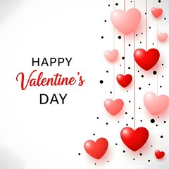 Happy valentine's day wishes with red and pink hearts