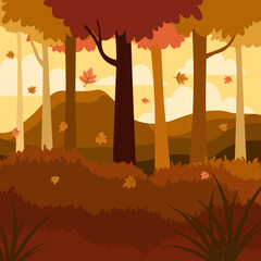 Cartoon autumn forest illustration art graphic design vector