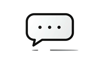 A white chat bubble with three dots inside and a black outline on a black background