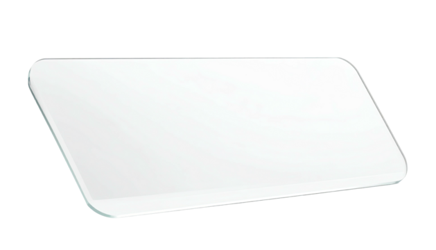 A white rectangular object with rounded corners floats against a black backdrop, clean - Powered by Adobe