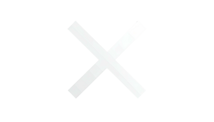A white "X" shape against a black background. Simple, bold design element