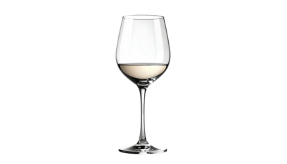 A wine glass, elegant and simple, stands alone against a black background