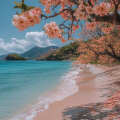 Seaside blooming beach