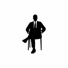 silhouette vector of a businessman boss sitting on a chair with a white background