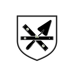 Black Shield with Crossed Tools Emblem.