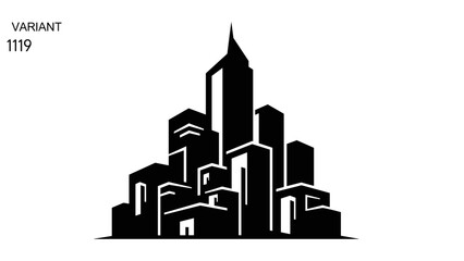 Black Silhouette Cityscape Illustration with Skyscrapers.