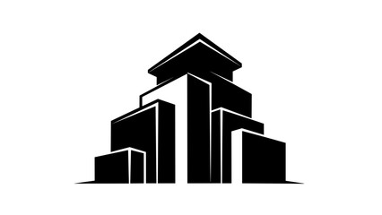 Black Silhouette of a Pyramid Structure.