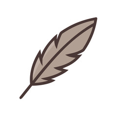 Obraz premium Brown feather on a white background, minimal style, copy space 