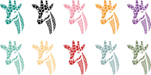 Dot art giraffe head silhouettes colorful, Mosaic giraffe head animal collection © jakircreativedesign