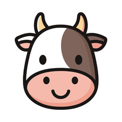 Cow Face Illustration - Cartoon Cow Head