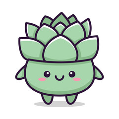 Cute Cartoon Succulent Plant Illustration
