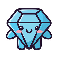 Cute Cartoon Diamond Character Illustration