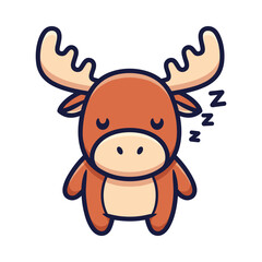 Adorable Cartoon Moose Sleeping Illustration