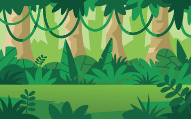 jungle green background with leaves illustration vector