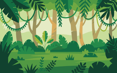 vector illustration of a jungle forest background 
