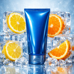 Frozen Citrus Splash Blue Facewash Tube Mockup
