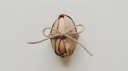 Easter egg decoration a beautifully wrapped brown easter egg on happy easter sunday