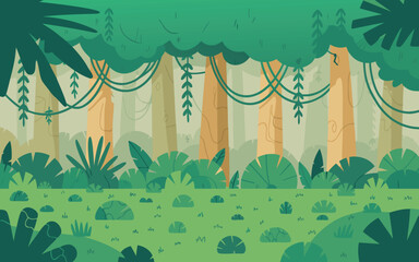 jungle vector illustration of a wooden fence