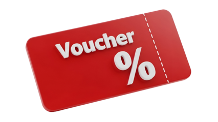 Red voucher with zero percent discount on black background