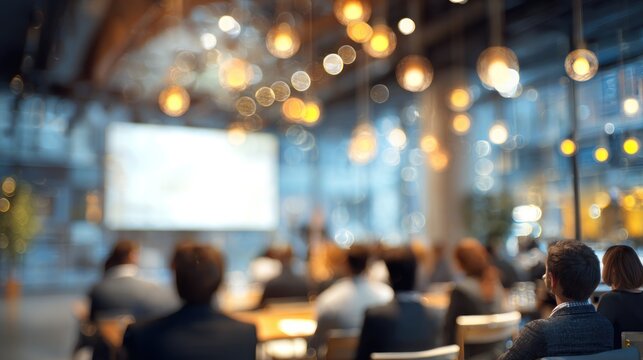 Blurred conference audience presentation