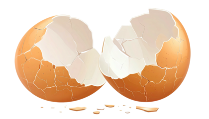 Animated illustration of a broken eggshell with scattered fragments