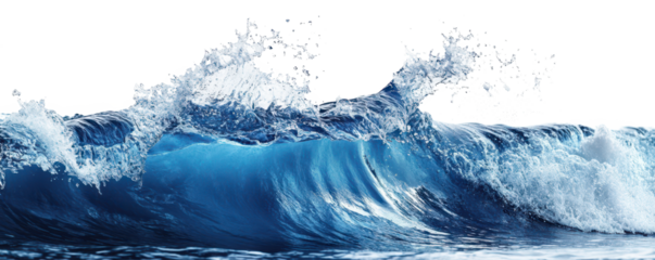 heavy ocean water wave splashing for surfers isolated on white or transparent png
