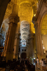 Interior view of a grand cathedral in Malaga.. Cathedral of Malaga, Spain