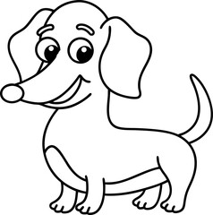 Obraz premium happy dachshund dog smiling with big eyes and floppy ears outline drawing