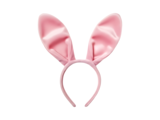 Pink satin bunny ears headband isolated on transparent background