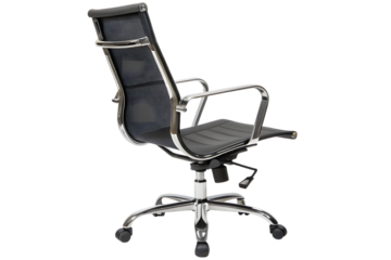 Contemporary office chair featuring a comfortable ergonomic design with wheels isolated on a white background