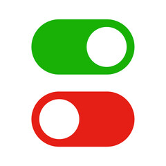 Simple Colorful On Off Switch Icons for Modern UI Design on a Transparent Background.