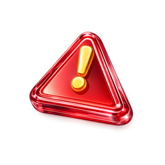 Danger Warning Triangle Alert &mdash; 3D Glassmorphism Modern Safety Icon Transparent Background

