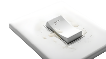 Light switch with finger oil marks isolated on PNG background.