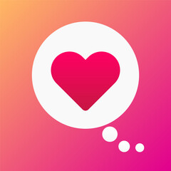 Like Social Media Heart Comment Bubble on a Gradient Background.