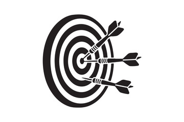 Target with arrow hitting the bullseye vector art illustration