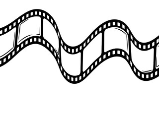 Fototapeta premium Wavy film strip icon in black color on a for cinematic themes