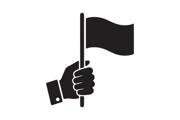 Hand holding flag silhouette icon vector art