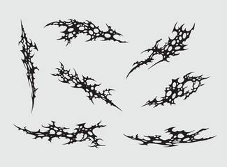 Cyber Sigilism Gothic Tattoo Set: Neo-Tribal Futuristic Linework, Dark Occult Geometry Vector, Cyberpunk Symbols for Edgy Streetwear, Clothing Brand Patterns, T-Shirt Graphic & Digital Design Assets