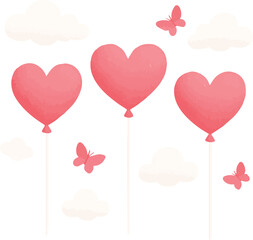 Heart Balloons in the Clouds