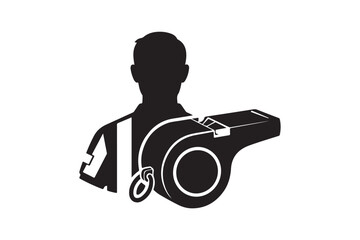 Sports whistle referee silhouette vector art