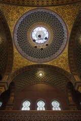 Low angle image of the dome of the Spanish Synagogue temple of Prague, Czech Republic