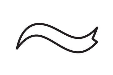 Flowing ribbon tails in black and white vector illustration