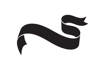 A flowing ribbon silhouette vector illustration