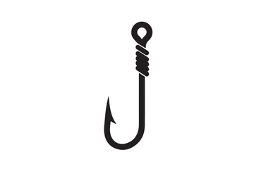 Fishing hook sharp silhouette vector art on white background